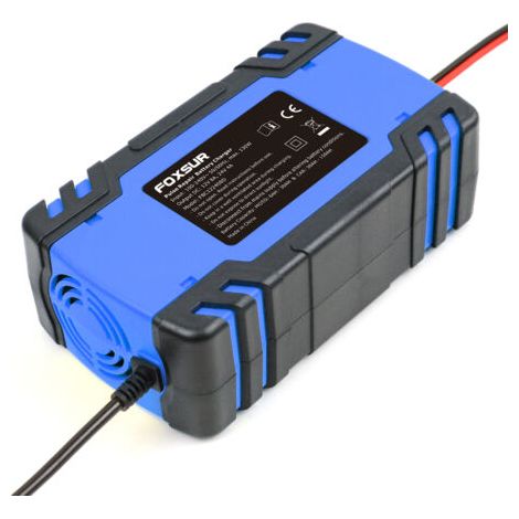 BUNTHAUS Chargeur de réparation à impulsions FOXSUR 12V/24V avec écran LCD pour batteries de moto et de voiture AGM à électrolyte liquide au plomb-acide (1/5)