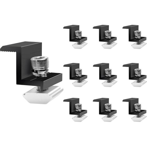 Fixation Panneau Solaire,10Pièces Support Panneau Solaire en Aluminium 30 mm,Pinces de Montage de Panneau Photovoltaique Noir,Support Montage Panneau Solaire en Z pour Toiture,Mural,Bateaux (1/5)