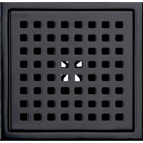 6" Square Matte Black Shower Floor Drain, Grate with Removable Cover, SUS304 Stainless Steel