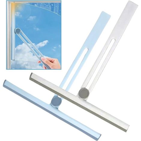 Haushaltsbürste, Duschbürste, Reinigungswerkzeuge für Badezimmerfenster, professioneller Fensterputzer 2 Stück (weiß + blau) (1/3)