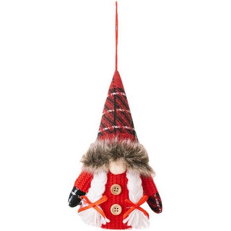 Leuchtende LED-Weihnachtsbaumkugeln 2024, gesichtsloser Gnom als Anhänger, Weihnachts- und Neujahrsdekoration (1/5)