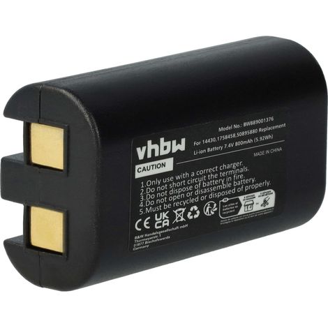 vhbw Battery compatible with Rhino 5200 Printer Copier Scanner Label Maker (800 mAh, 7.4 V, Li-Ion) (1/4)
