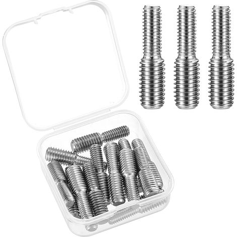 Lot de 15 boulons filetés à double extrémité, vis sans tête à double extrémité, adaptateur fileté M6 x 1 vers M8 x 1,25, réducteur de boulons filetés pour meubles (M6 x 1 à M8 x 1,25) (1/5)