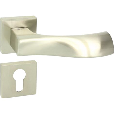 DOMINO Poignée de porte LIVA QR M9 PZ Poignée avec plaque PZ pour cylindre profilé Nickel (1/5)