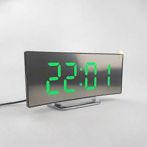 Réveil numérique LED avec veilleuse, écran incurvé 7 pouces, horloge de chevet alimentée sur secteur pour chambre à coucher (1/4)