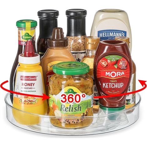 Plateau Tournant, Rangement Epices Cuisine, 360° Plateau Tournant Frigo, Lazy Susan, Cuisine Organisateur pour Epices, Bouteille, Cosmétique, Fruit (1/5)