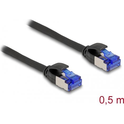 Delock Cable de red RJ45 Cat.6A S/FTP Slim 0,5 m negro