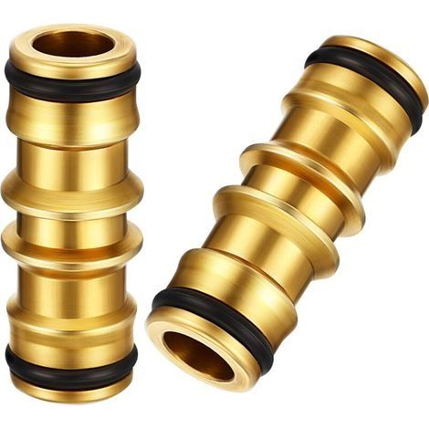 Paquet de 2 raccords de Tuyau de Jardin en Laiton pour Robinet de Tuyau de Jardin (Double connecteur mâle en Laiton) (1/5)