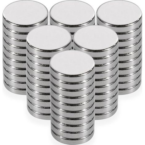 Magnets Ronds En Néodyme - Diamètre 10 mm Épaisseur 2 mm - Force d'Attraction Jusqu'à 200 g - Pour Tableau Magnétique Frigo Cadre Photo Cuisine Bureau - Lot de 60 (1/5)