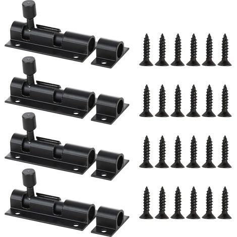 Verrou coulissant en 4 parties avec loquet, pêne coulissant, verrou de porte coulissant, verrou de porte pour portail de jardin, salle de bain, abri de jardin, toilettes