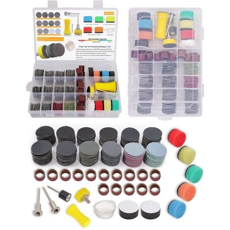 268 disques et tambours de ponçage sec/humide de 1 pouce pour embouts de ponçage Dremel, papier de verre auto-agrippant, grain 60-10 000 (1/4)