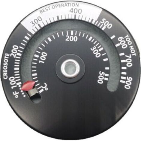 Termometro magnetico Crezuo per stufa a legna, camino, ventilatore, con sonda, alta sensibilità, nero - Nero-Crezuo