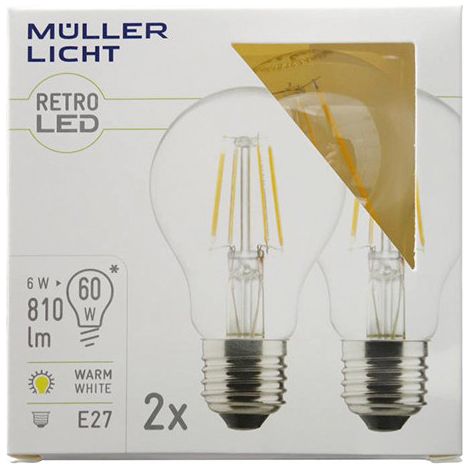 bombilla LED E27 806lm Globe 2er SET