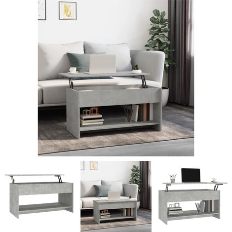 Stauraum Couchtisch - vidaXL Couchtisch Betongrau 102x50x52,5 cm Holzwerkstoff - Schreibtisch Holz (1/5)