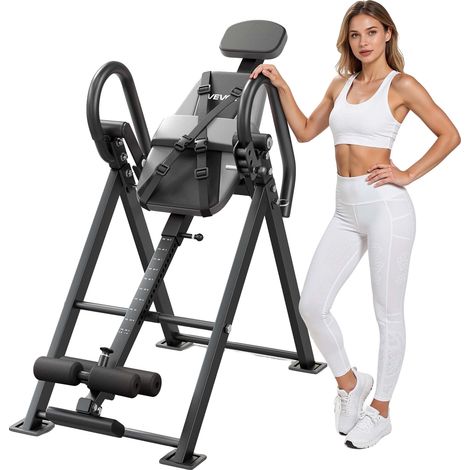 Mesa de inversión Vevor, capacidad de 136 kg, regulador de espalda de alta resistencia, mesa invertida con bloqueo de doble rodillo, mesas de descompresión para (1/2)