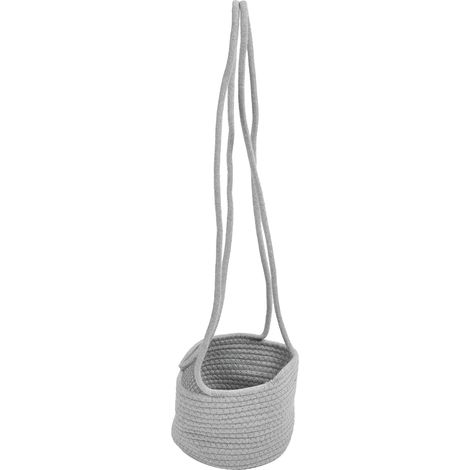 Panier suspendu en corde de jute et coton résistante, support de rangement pour plantes, décoration intérieure, gris (1/5)
