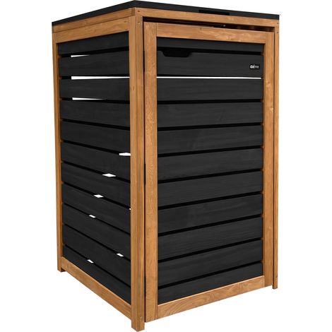 Axi Lex Cache Poubelle En Bois Noir/Marron - Abri Poubelle Pour 1 Conteneur - Max. 240L - Abri Poubelle Extérieur Avec Excellente Ventilation