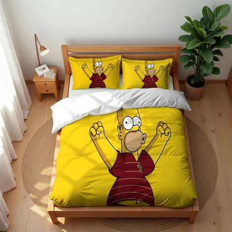 Parure De Lit De Luxe Les Simpson en Coton 210 Fils 3 Pièces Qualité Hôtelière Housse De Couette Et 2 Taies D’Oreiller (140x200cm,SPS 03) - 140 x 200 cm (1/5)