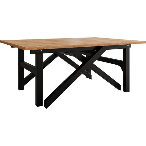 Mesa de centro convertible Oswego 151, Roble dorado artesanal + Negro, 40x70x100cm, Diámetro: 0, Aglomerado laminado, Angular