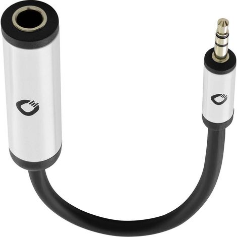 Câble adaptateur Oehlbach Jack audio [1x Jack femelle 6.35 mm - 1x Jack mâle 3.5 mm] 15 cm noir