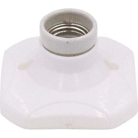 LED-Lampenfassung, E27-Keramikfassung mit Kunststoffsockel, E27-Wandfassung, weiße E27-Fassung mit Ring für Eingangsbereich-/Decken-/Balkonbeleuchtung (1/5)
