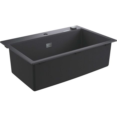 Grohe - Kompositspüle K700, Ablaufgarnitur mit Exzenterbedienung, 78x51 cm, schwarz Granit 31652AP0 (1/5)