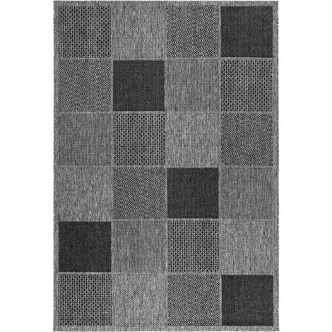 Tapis Effet Damier à Poils Courts "Sulawesi" Argent 80 x 150 cm (1/4)