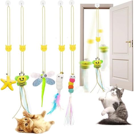 Interactive Cat Toys Hanging Cat Toys with Plush Fabric Interactive Hanging Toys for Indoor Chating Kitten Playing Hunting Exercise (1/5)