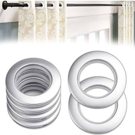 20 morceaux Anneaux de rideau en plastique anneaux d'oeillet de rideau 40mm Anneaux en Plastique Anneaux pour Tringle à Rideaux Argent œillets (1/5)