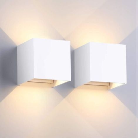 2pcs Applique murale LED blanc chaud 12 W Appliques murales étanches avec angle de rayonnement réglable IP54 Éclairage mural LED intérieur et extérieur, blanc (1/5)