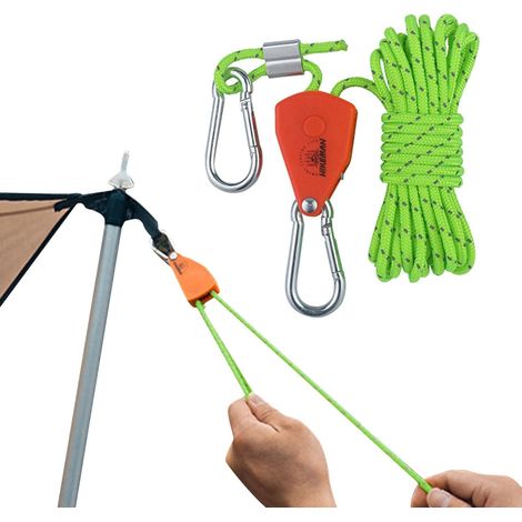 Corda riflettente per tenda da 5 m, corda riflettente per tenda, corda in spago spessa 6 mm con bobina in lega di zinco, corda per tenda da campeggio, corda per tende da campeggio, teloni, tende da tr (1/5)
