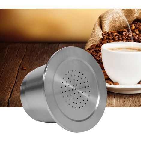 Capsule à café réutilisable en acier inoxydable avec cuillère, compatible machines Nespresso (1/5)