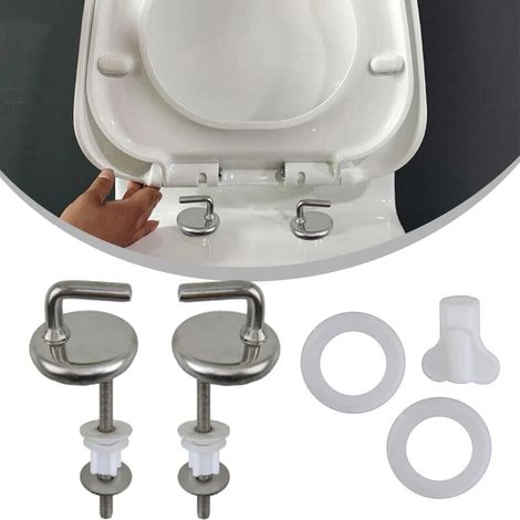 Lot de 2 boutons de charnière réglables pour abattant de toilette, compatibles avec les charnières d'abattant et dotés d'accessoires de montage. (1/5)