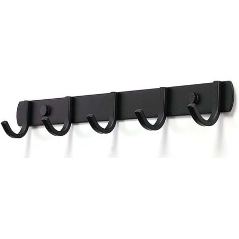 Porte Manteau Mural, Patères Porte Manteaux Design En Acier Inoxydable, Patères Salle De Bains Solide pour Chambre Bureau Noir (5 Hook) (1/4)