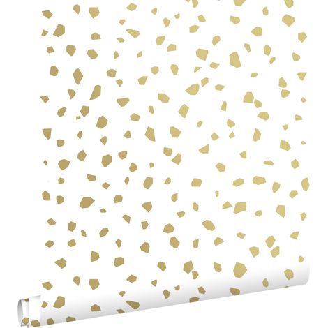 papier peint imitation terrazzo blanc et or  - ESTAhome (1/5)