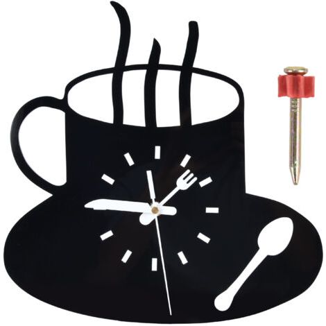 Horloge murale de cuisine 3D tasse à café moderne Style acrylique mouvement silencieux conception sans cadre horloge murale silencieuse (1/5)