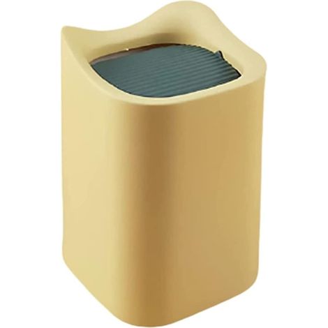 Poubelle De Bureau Mini Boîte De Rangement Corbeille À Papier Avec Couvercle Convient Pour Salle De Bains Cuisine Chambre Salon Table Basse Poubelle De Bureau 12,5 12,5 18 cm (Jaune) (1/4)
