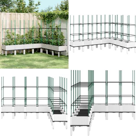 Jardinière avec treillis blanc 200x160x142,5 cm PP - Jardinierre En Rotin - Jardinière Extérieure - Pot De Fleurs Extérieur - Plante Grimpante - Support Pour Plantes Grimpantes - Home & Living (1/5)