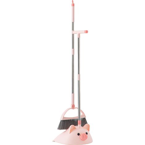 Balai et pelle à poussière debout, ensemble ménager mignon, balai souple anti-adhérent, poubelle pratique (1/5)