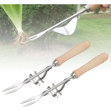 Jardinière Manuelle,Désherbeur Manuel Outil Gouge de Désherbage en Acier Inoxydable avec poignée Bois Pelle Jardinage Arrache 2PC (1/4)