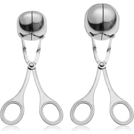 2 Stück Fleischbällchenausstecher, Fleischzange aus Edelstahl, antihaftbeschichtete Kuchenzange, Eiszange, Cake-Pop-Fleischbällchen-Maker