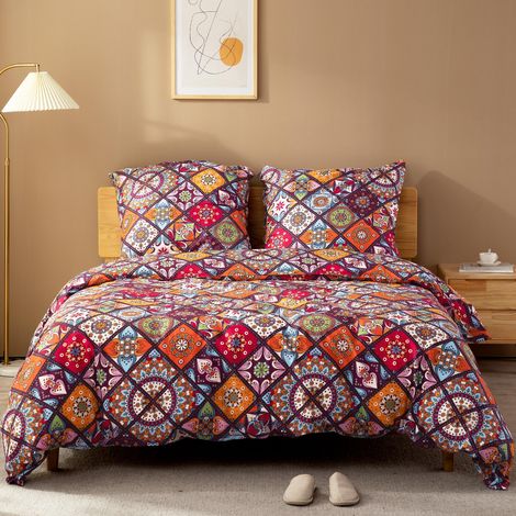 Parure de lit 135x200 en coton, ensembles de draps Renforcé multicolores, housse de couette 135x200, 2 pièces, super doux, avec fermeture éclair, 1 parure de lit + 1 taie (1/5)