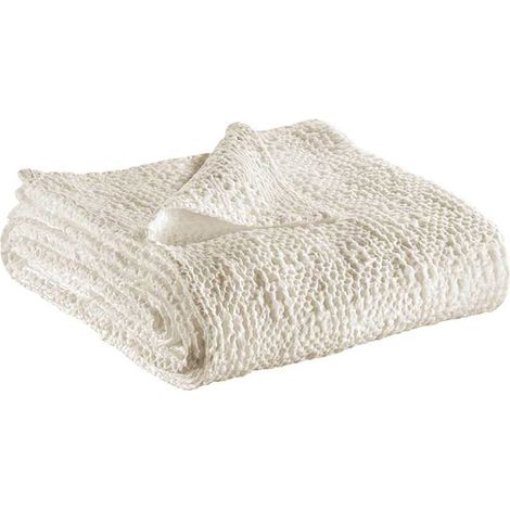 VIVARAISE - Jeté de lit Tana en coton 100% - Gris clair - 260 x 260 cm