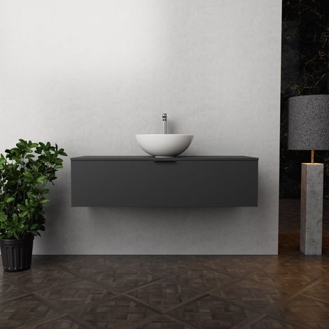Inda - Mobile bagno L.120 con lavabo in appoggio / Nero opaco 1