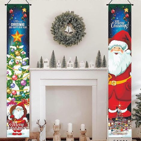182,9 x 30,5 cm großes, weihnachtliches Deko-Banner für Veranda, Garagentor, Wanddekoration, Weihnachtsschild mit Weihnachtsmann, Schneemann, Rentier, Schneeflocke, für Kinder (1/5)
