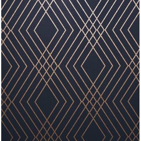 Shard Trellis Wallpaper Gold Navy Blue Geometric Metallic Fine Decor (1/3)