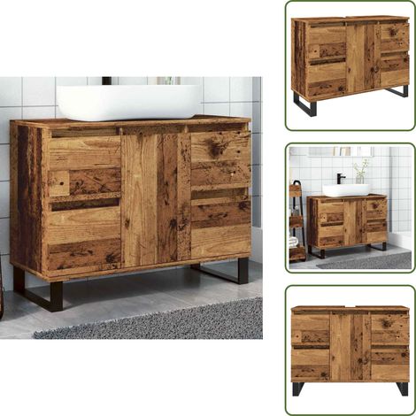 vidaXL Waschbeckenunterschrank Altholz-Optik 80x33x60 cm Holzwerkstoff (1/5)