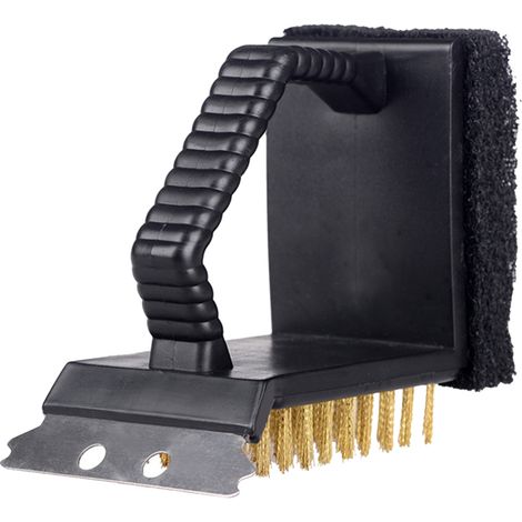 Brosse de nettoyage 3 en 1 pour barbecue : grattoir, éponge et outil multifonction pour barbecue à gaz, charbon et porcelaine. (1/5)