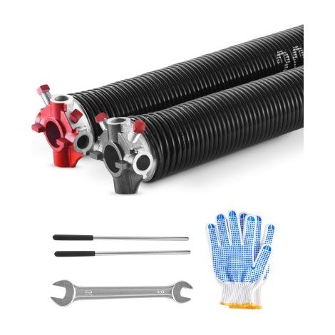 Torsionsfedern für Garagentore (Φ 5,26 x Φ 50,8 x 618 mm) 16000 Zyklen, schwarz beschichtet zum Auswechseln, Garagentorfedern mit rutschfesten Wickelstäben & Handschuhen & Montageschlüssel (1/5)
