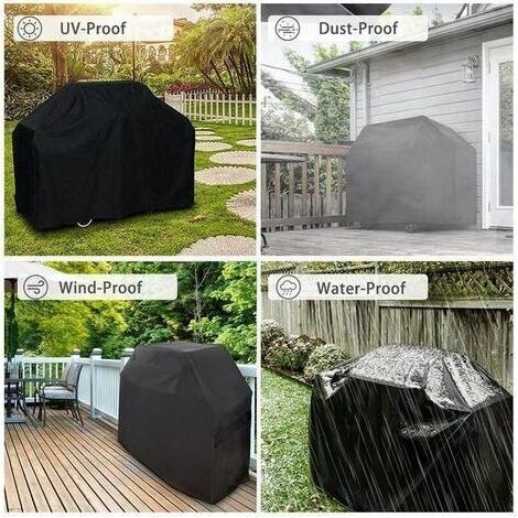 Grillabdeckung, rechteckig, Campinggrill, L-170 × 61 × 117 cm, strapazierfähige 210D Oxford-Grillschutzplane, wasserdicht, staubdicht, UV-beständig, alterungsbeständig, mit Cara (1/5)